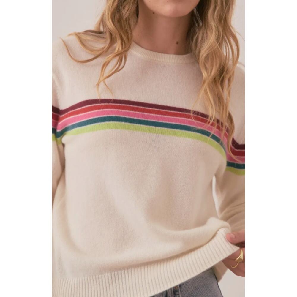 Marine Layer 100% Cashmere Striped Harper Sweater Pullover Cozy Retro Preppy Y2K - Picture 14 of 16